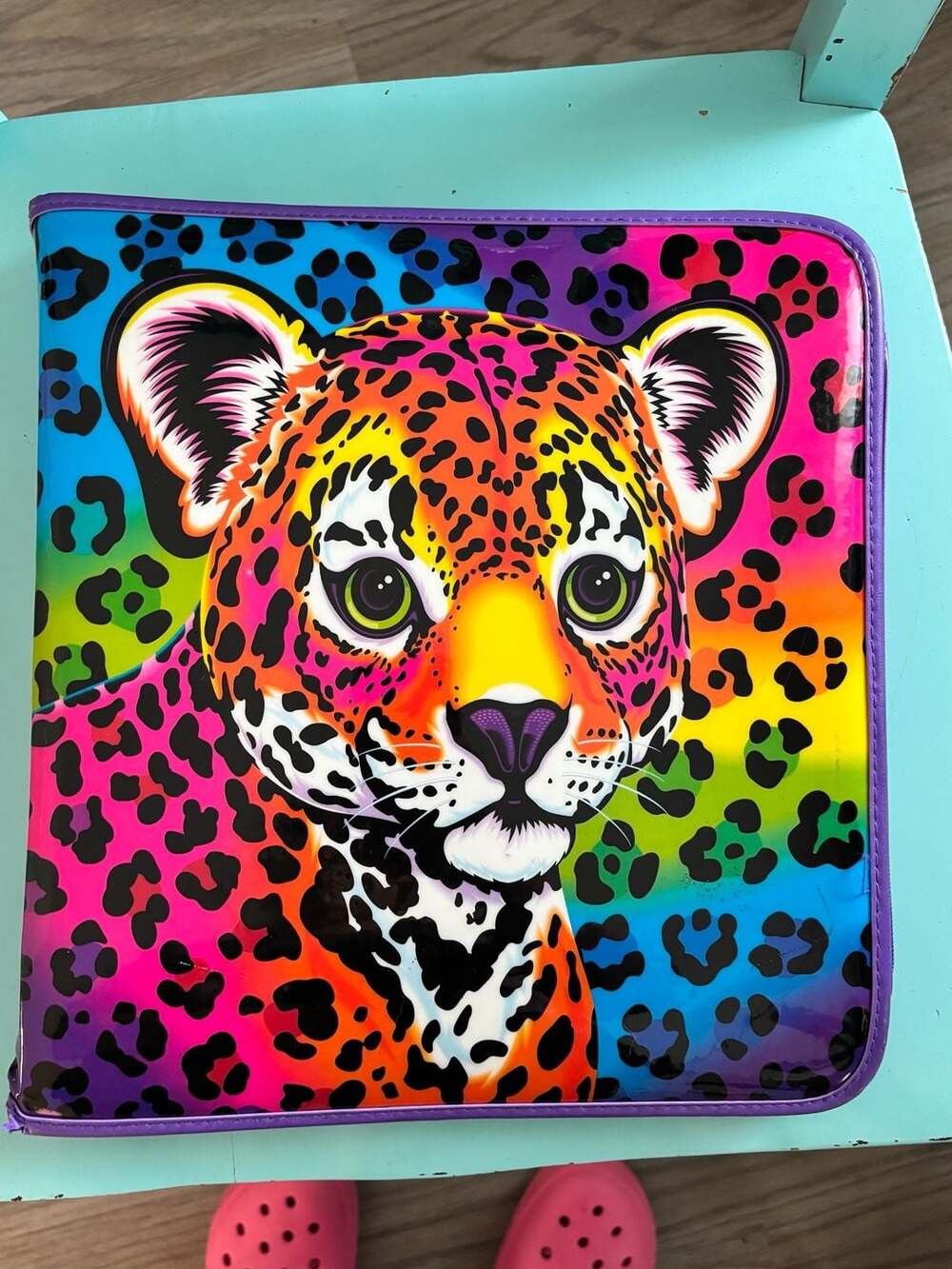I’m Vintage Lisa Frank Hunter Leopard Rainbow 3-Ring Zip-Up Binder Portfolio